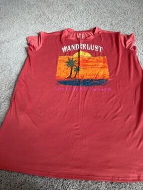 Wanderlust Graphic Sleep Tee - Coral